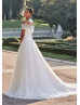 Strapless Ivory Lace Tulle Wedding Dress With Detchable Cape Strapless Ivory Lace Tulle Wedding Dress With Detchable Cape